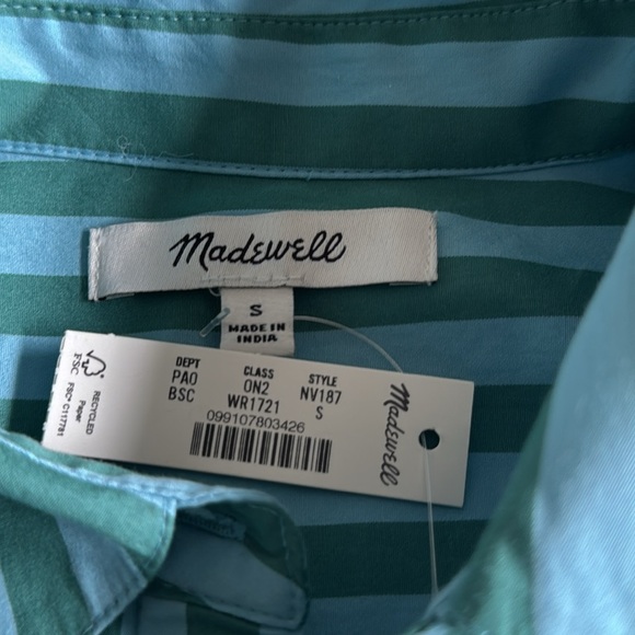 nwt madewell boxy button up shirt in stripe - Picture 3 of 10